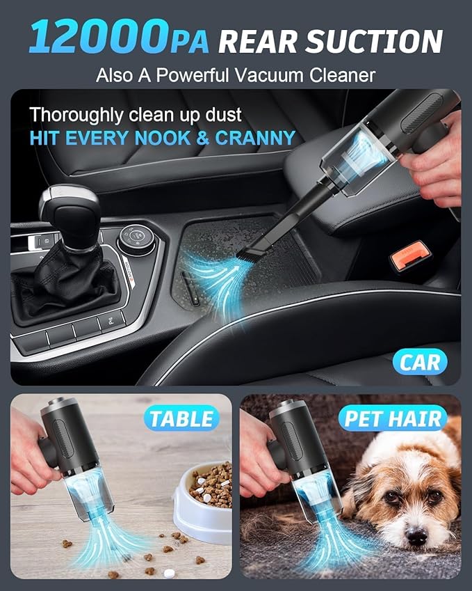 Powerful 3-in-1 Car Vacuum Cleaner and Dust Collector